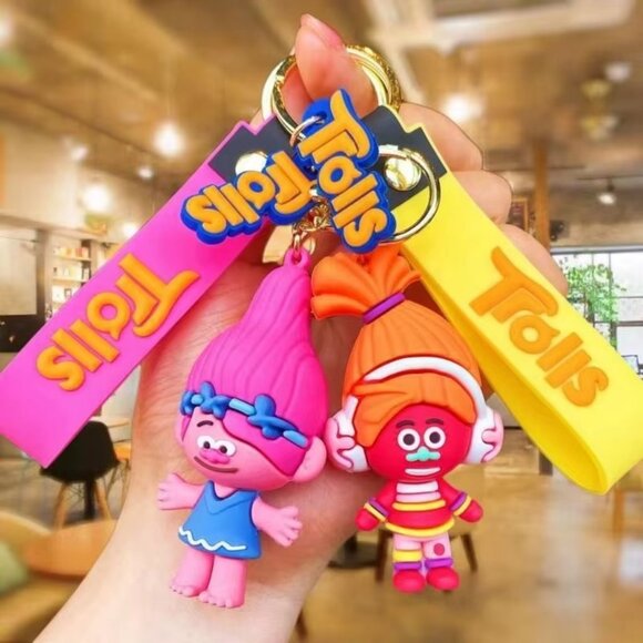 5pcs Trolls Keychain Birthday Party Favors, Goodie Bag Fillers, Fun Collectables - Picture 2 of 4